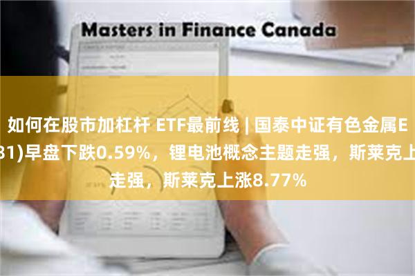 如何在股市加杠杆 ETF最前线 | 国泰中证有色金属ETF(159881)早盘下跌0.59%，锂电池概念主题走强，斯莱克上涨8.77%