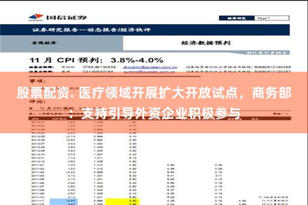 股票配资. 医疗领域开展扩大开放试点，商务部：支持引导外资企业积极参与