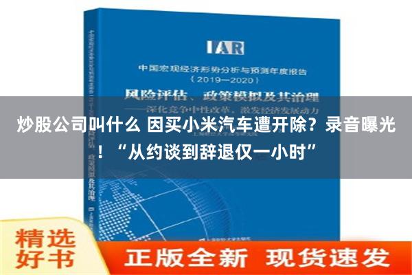 炒股公司叫什么 因买小米汽车遭开除？录音曝光！“从约谈到辞退仅一小时”