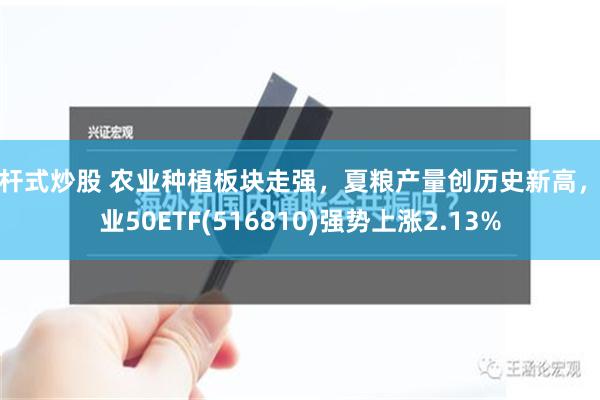 杠杆式炒股 农业种植板块走强，夏粮产量创历史新高，农业50ETF(516810)强势上涨2.13%